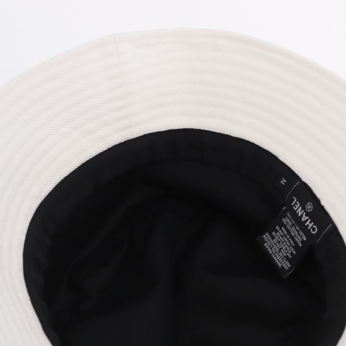 CHANEL Hat Canvas M White CC Auth 205982M