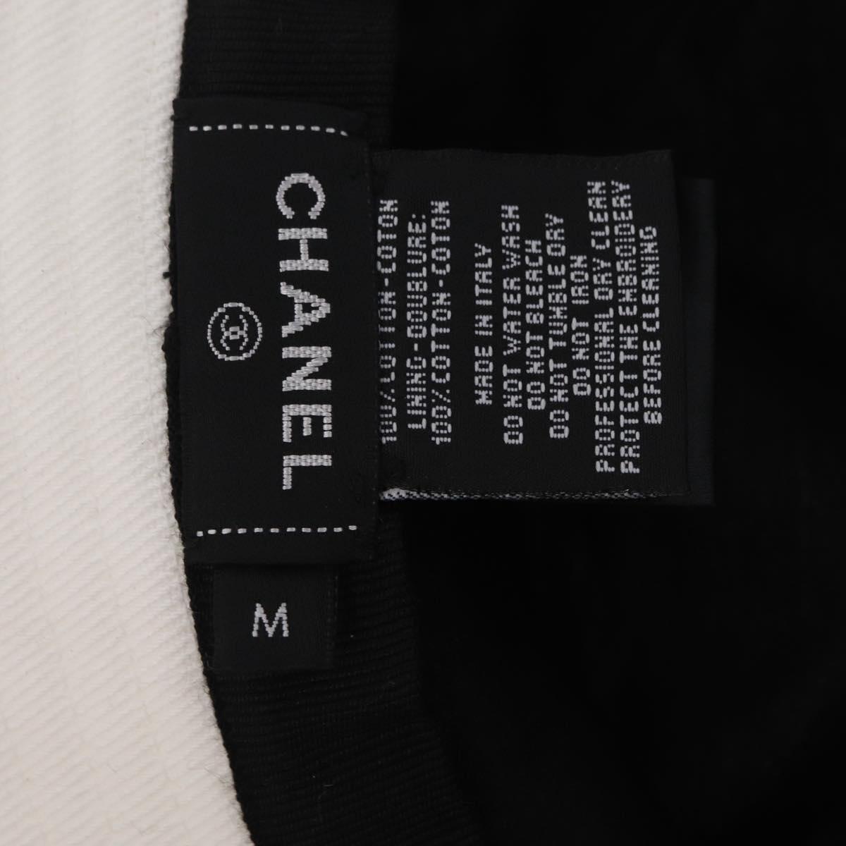 CHANEL Hat Canvas M White CC Auth 205982M