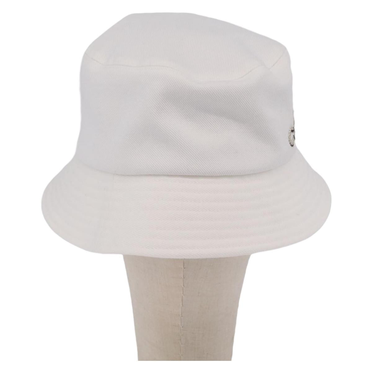 CHANEL Hat Canvas M White CC Auth 205982M