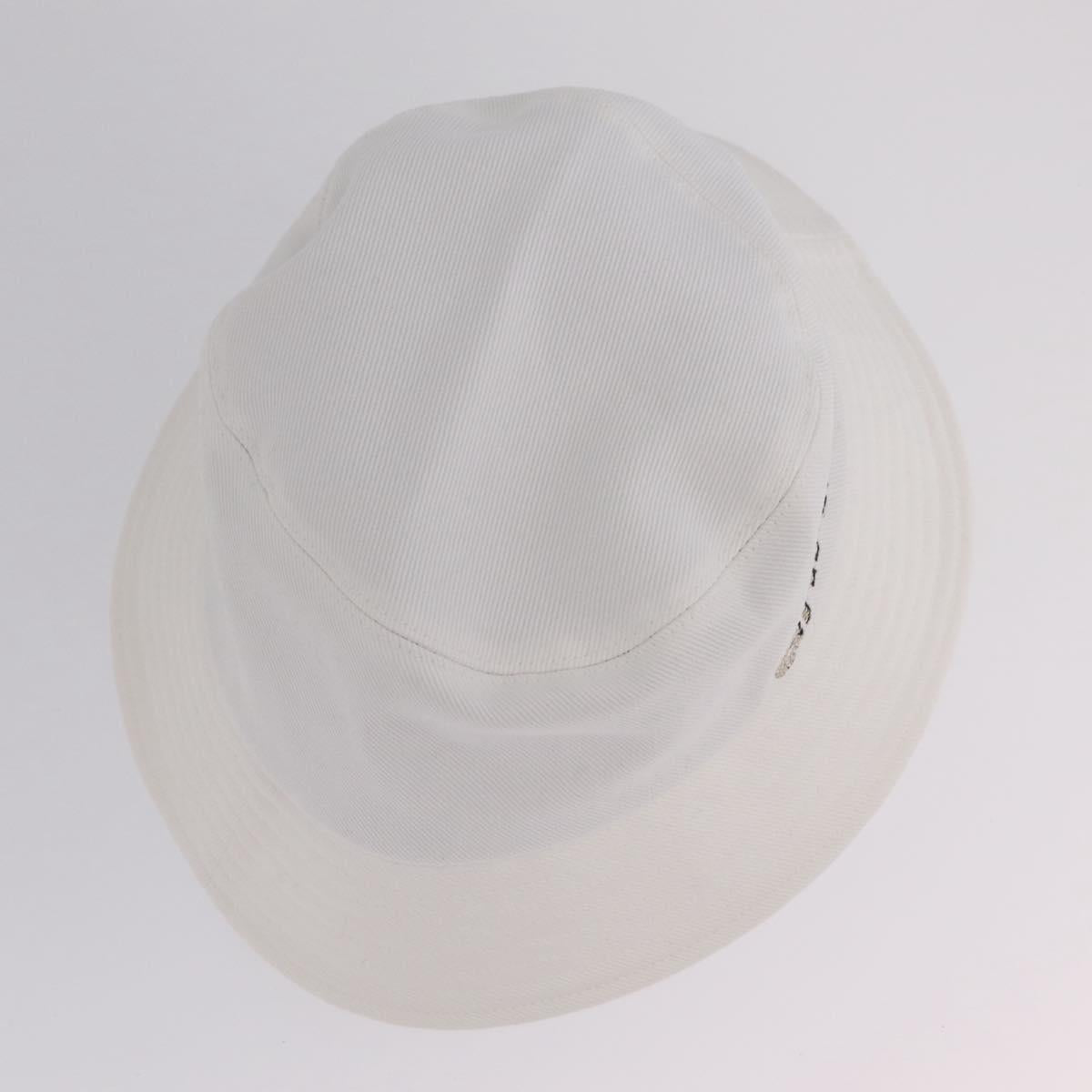 CHANEL Hat Canvas M White CC Auth 205982M