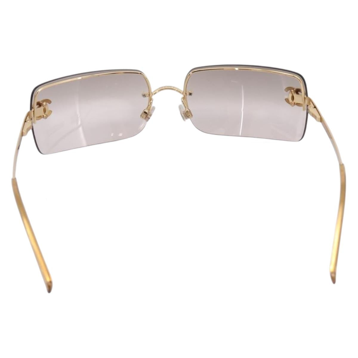 CHANEL COCO Mark Sunglasses Metal Gold Tone CC Auth 205985M