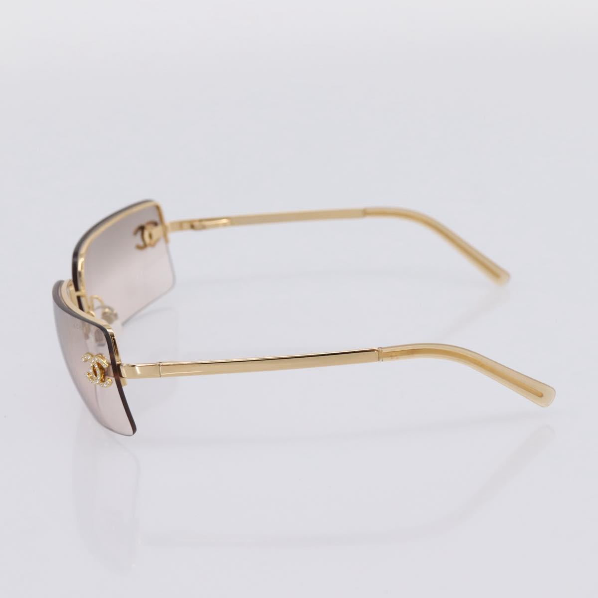CHANEL COCO Mark Sunglasses Metal Gold Tone CC Auth 205985M