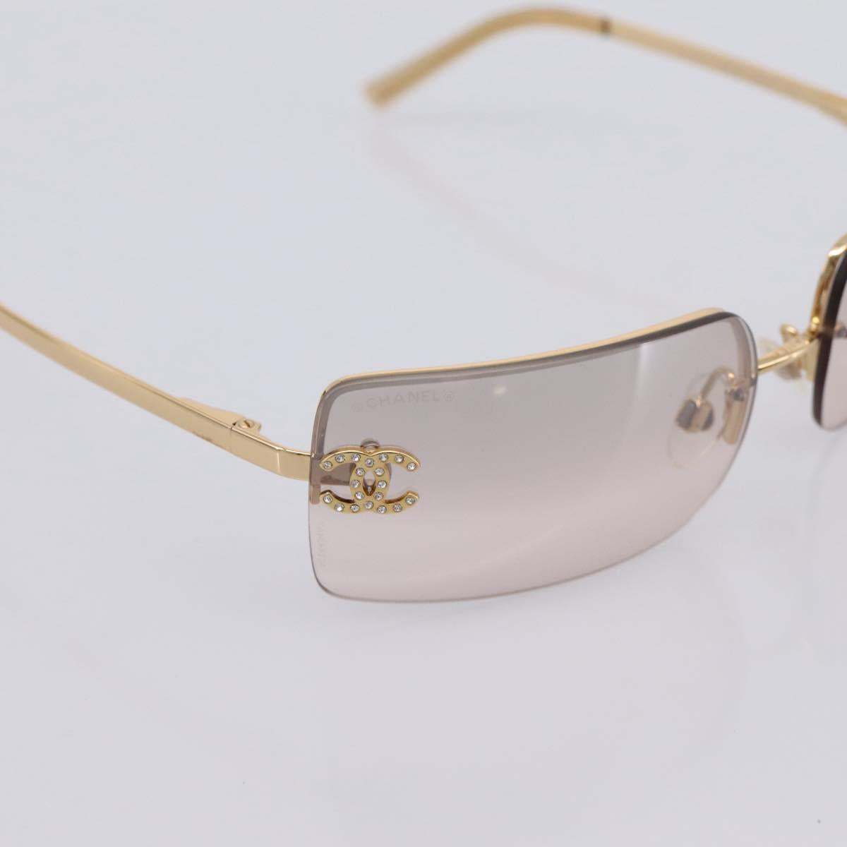 CHANEL COCO Mark Sunglasses Metal Gold Tone CC Auth 205985M
