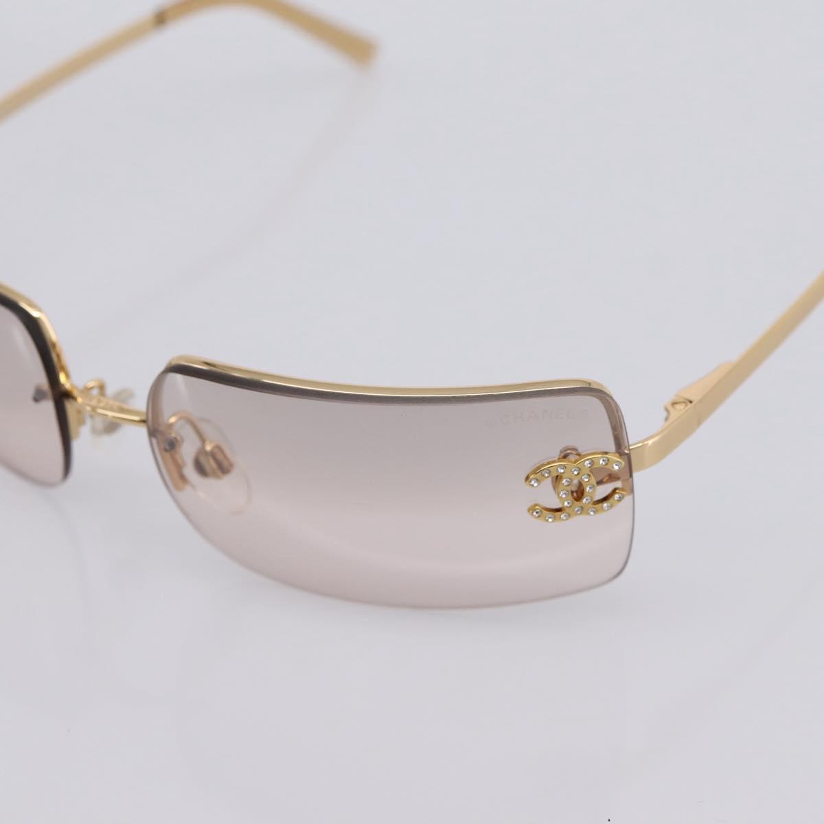 CHANEL COCO Mark Sunglasses Metal Gold Tone CC Auth 205985M