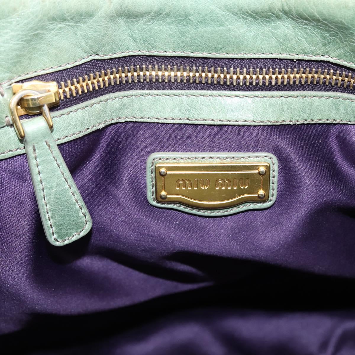 Miu Miu Matelasse Hand Bag Vitellolux 2way Green Gold Auth 205987A
