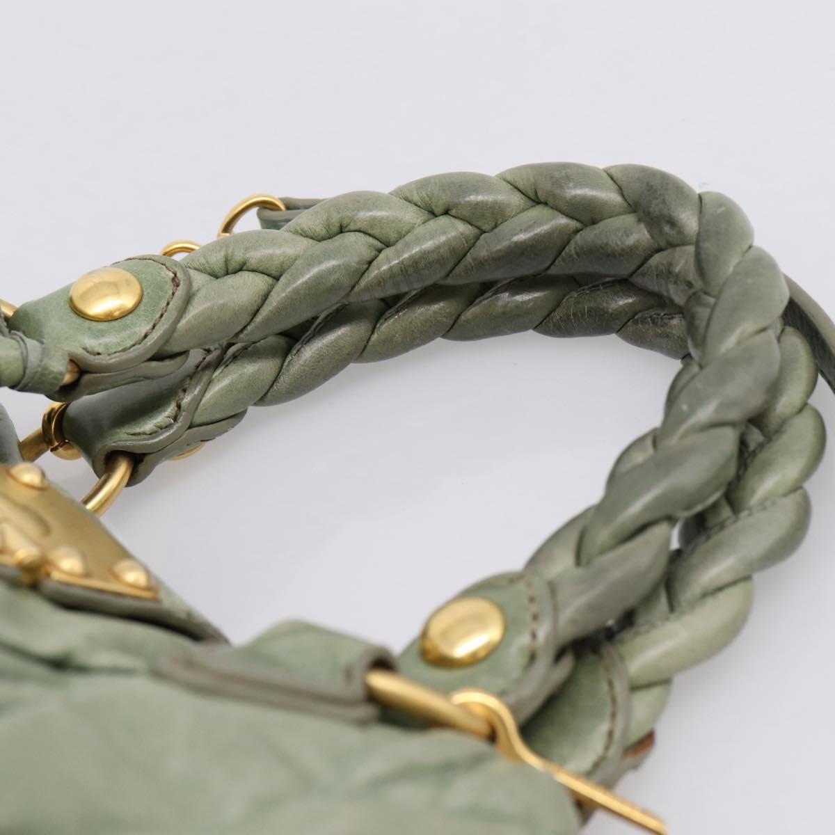 Miu Miu Matelasse Hand Bag Vitellolux 2way Green Gold Auth 205987A