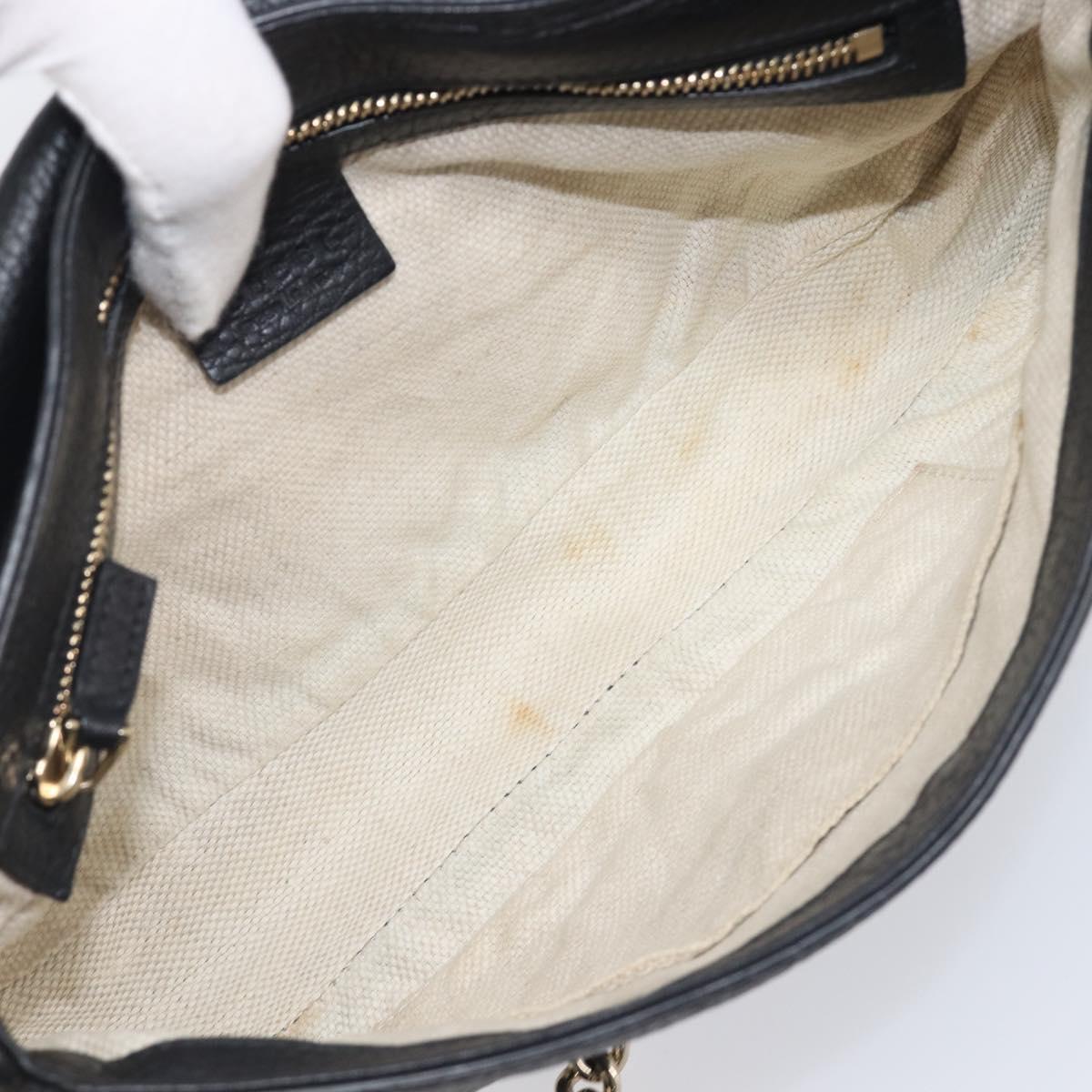 GUCCI Soho Chain Shoulder Bag Leather Black Gold 336752 Auth 205989M