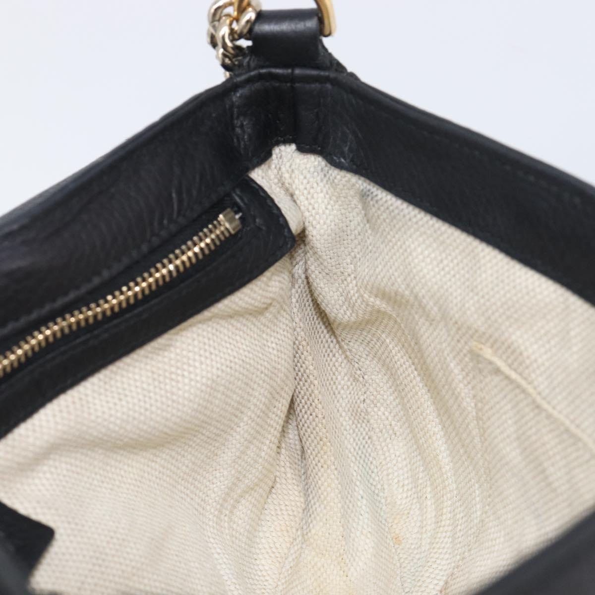GUCCI Soho Chain Shoulder Bag Leather Black Gold 336752 Auth 205989M