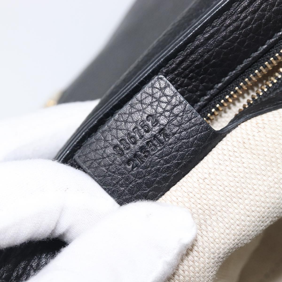 GUCCI Soho Chain Shoulder Bag Leather Black Gold 336752 Auth 205989M