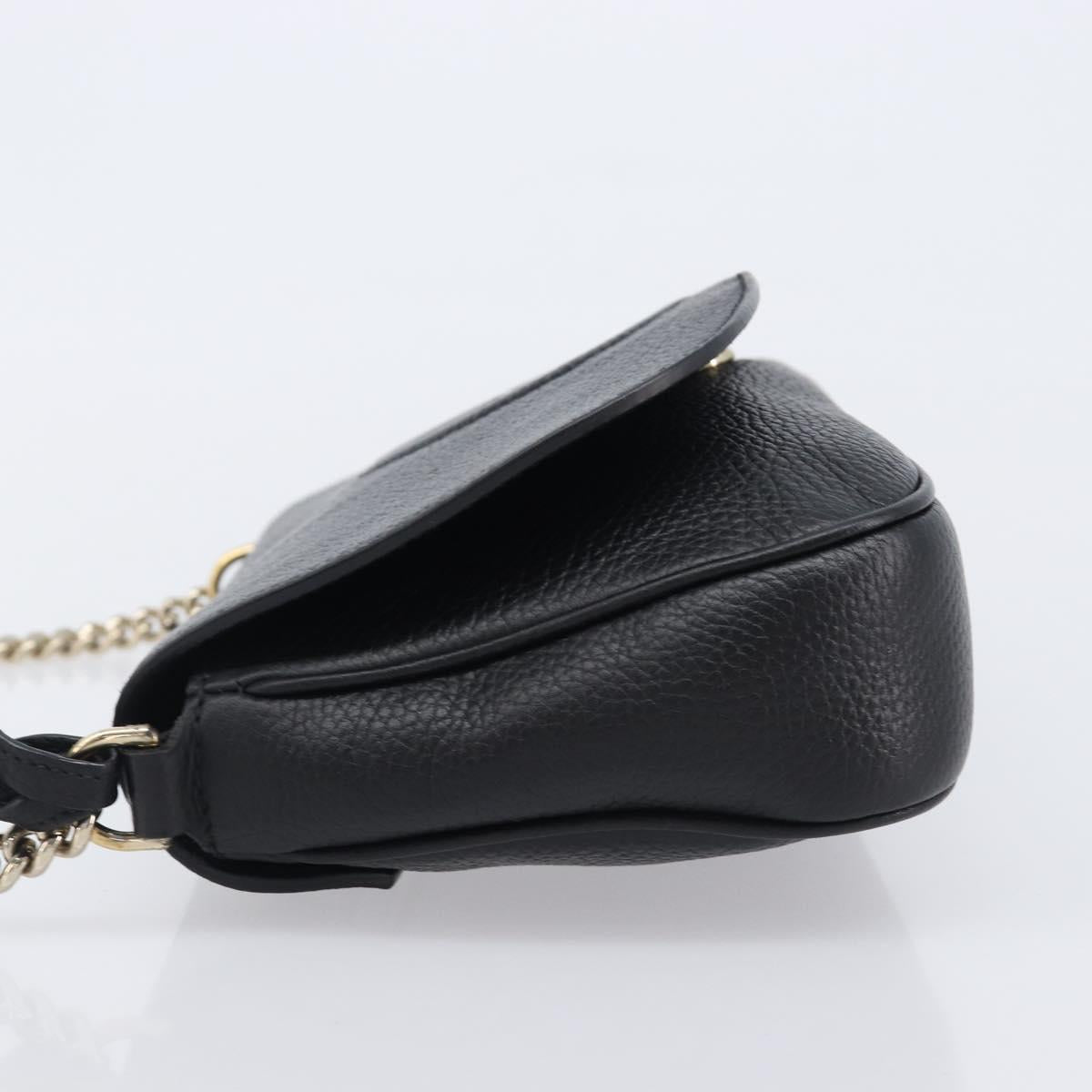 GUCCI Soho Chain Shoulder Bag Leather Black Gold 336752 Auth 205989M