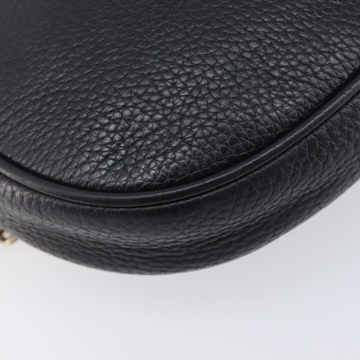 GUCCI Soho Chain Shoulder Bag Leather Black Gold 353965 Auth 205993