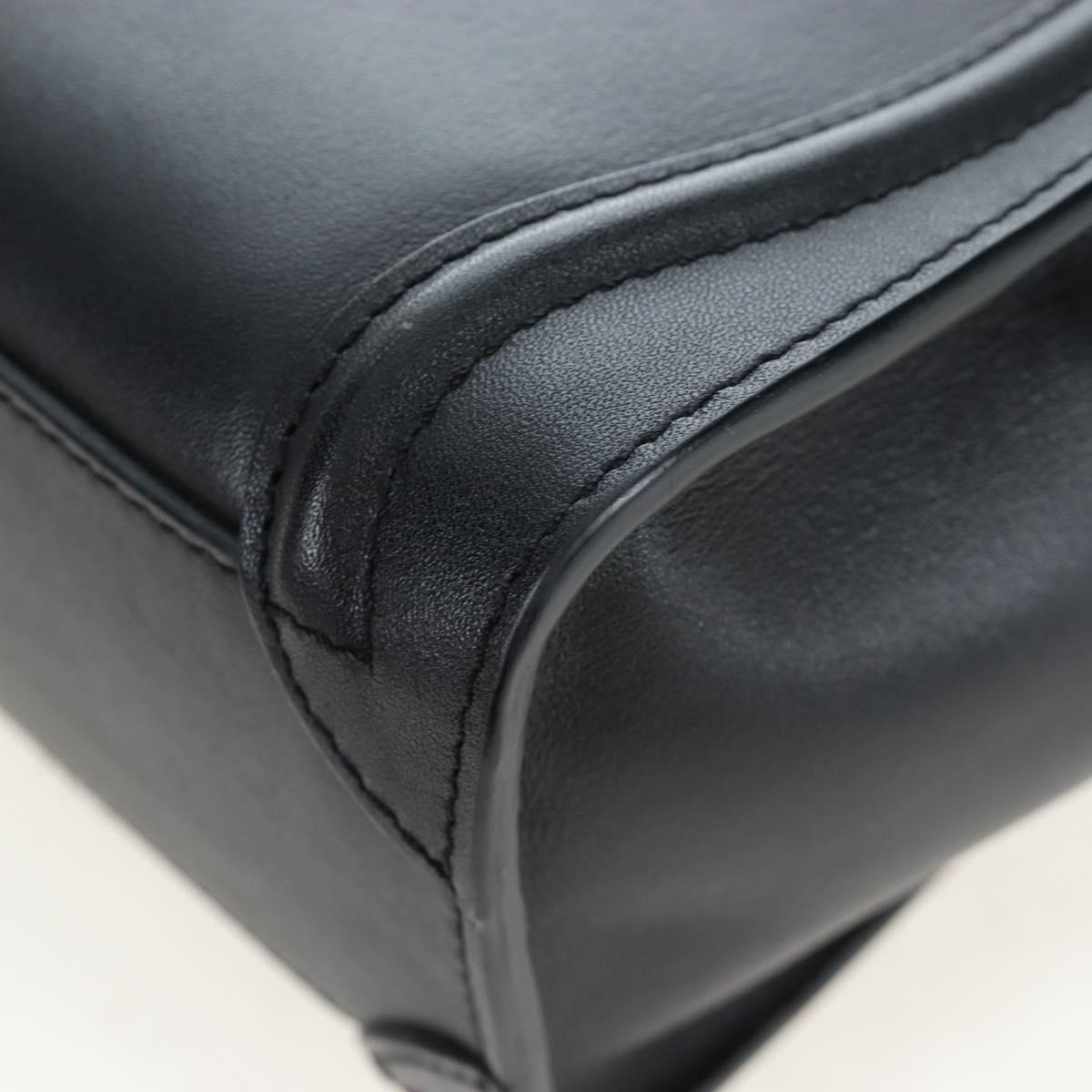 CELINE Luggage Micro Shopper Hand Bag Leather 2way Black Gold Auth 205995V