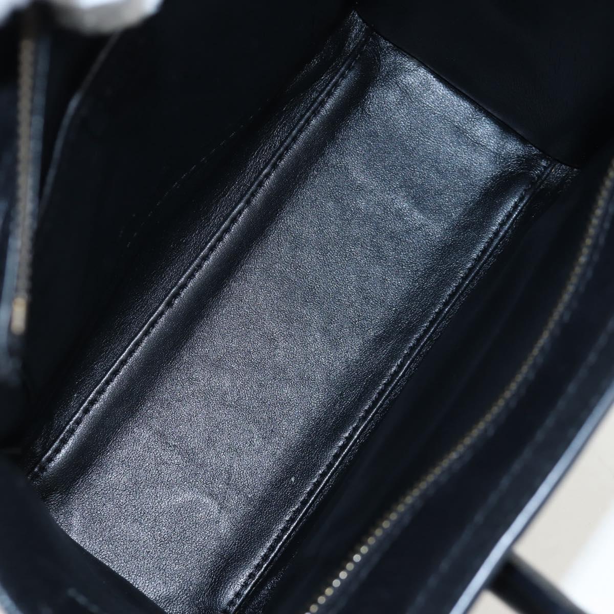 CELINE Luggage Micro Shopper Hand Bag Leather 2way Black Gold Auth 205995V