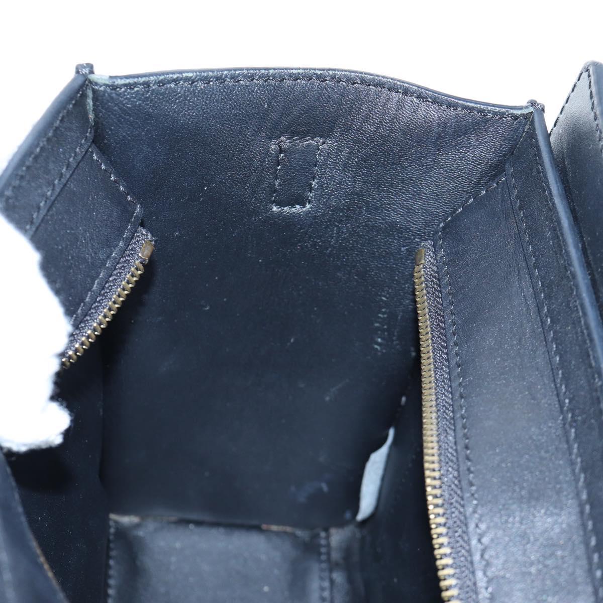 CELINE Luggage Micro Shopper Hand Bag Leather 2way Black Gold Auth 205995V