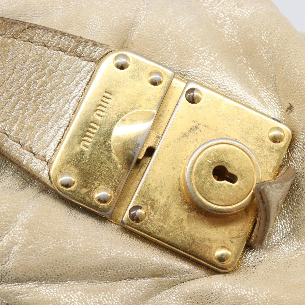 Miu Miu Hand Bag Leather Gold Auth 205996