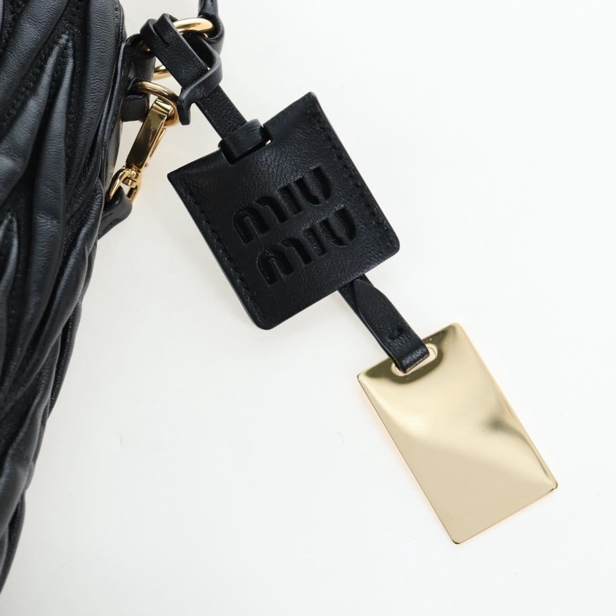 Miu Miu Matelasse Shoulder Bag Leather 2way Black Gold Auth 205997M
