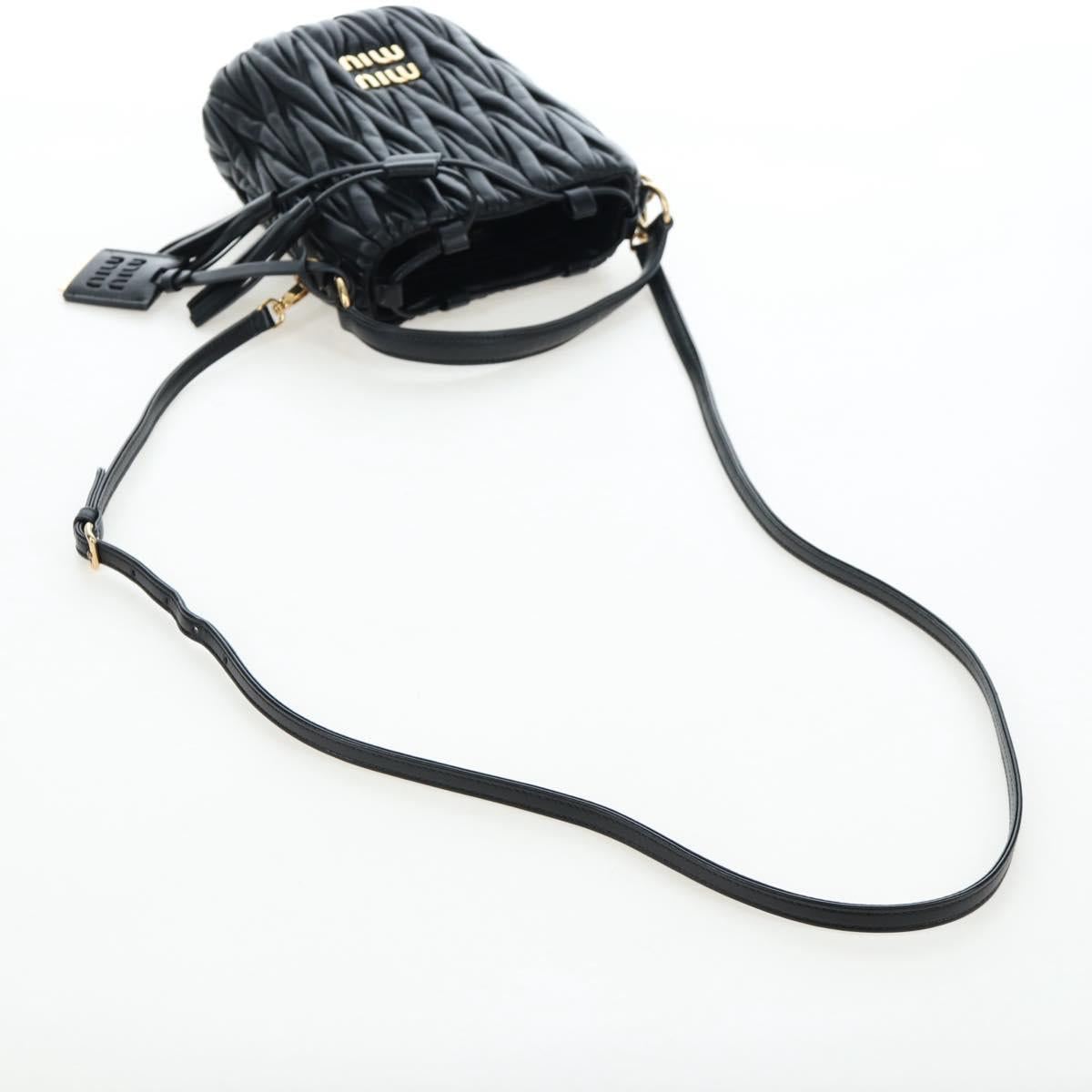 Miu Miu Matelasse Shoulder Bag Leather 2way Black Gold Auth 205997M