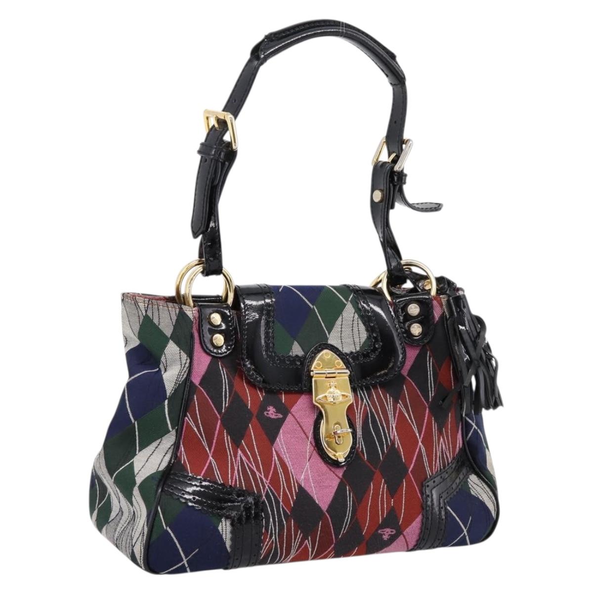 Vivienne Westwood Shoulder Bag Canvas Multicolor Gold Auth 205998V