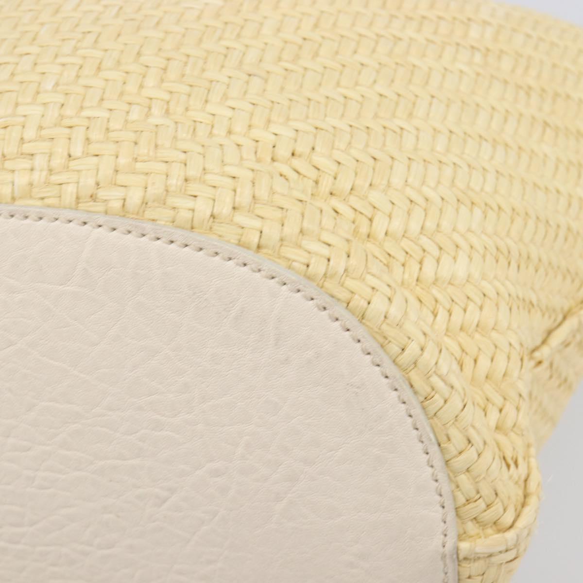 Miu Miu Tote Bag Raffia Beige Gold Auth 205999A