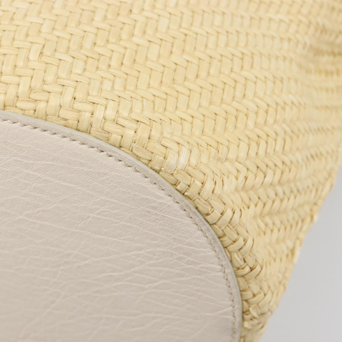 Miu Miu Tote Bag Raffia Beige Gold Auth 205999A
