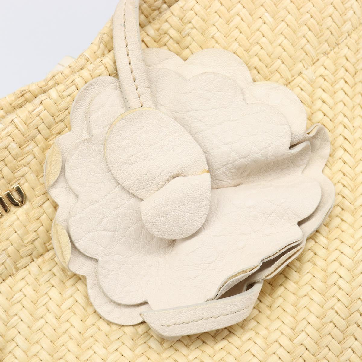 Miu Miu Tote Bag Raffia Beige Gold Auth 205999A