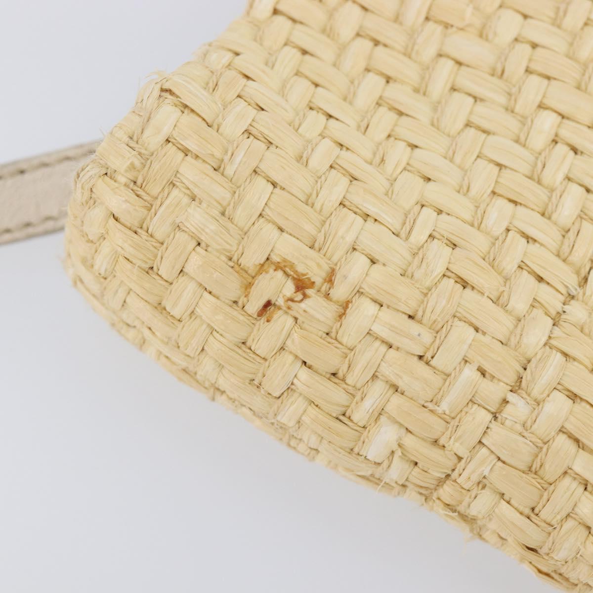 Miu Miu Tote Bag Raffia Beige Gold Auth 205999A