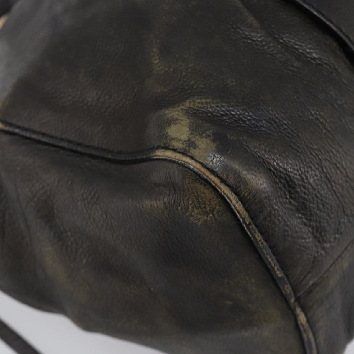 Miu Miu Hand Bag Vitellolux Black Gold Auth 206001A