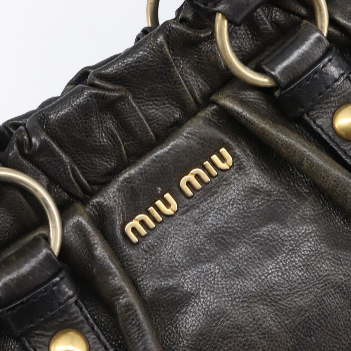 Miu Miu Hand Bag Vitellolux Black Gold Auth 206001A