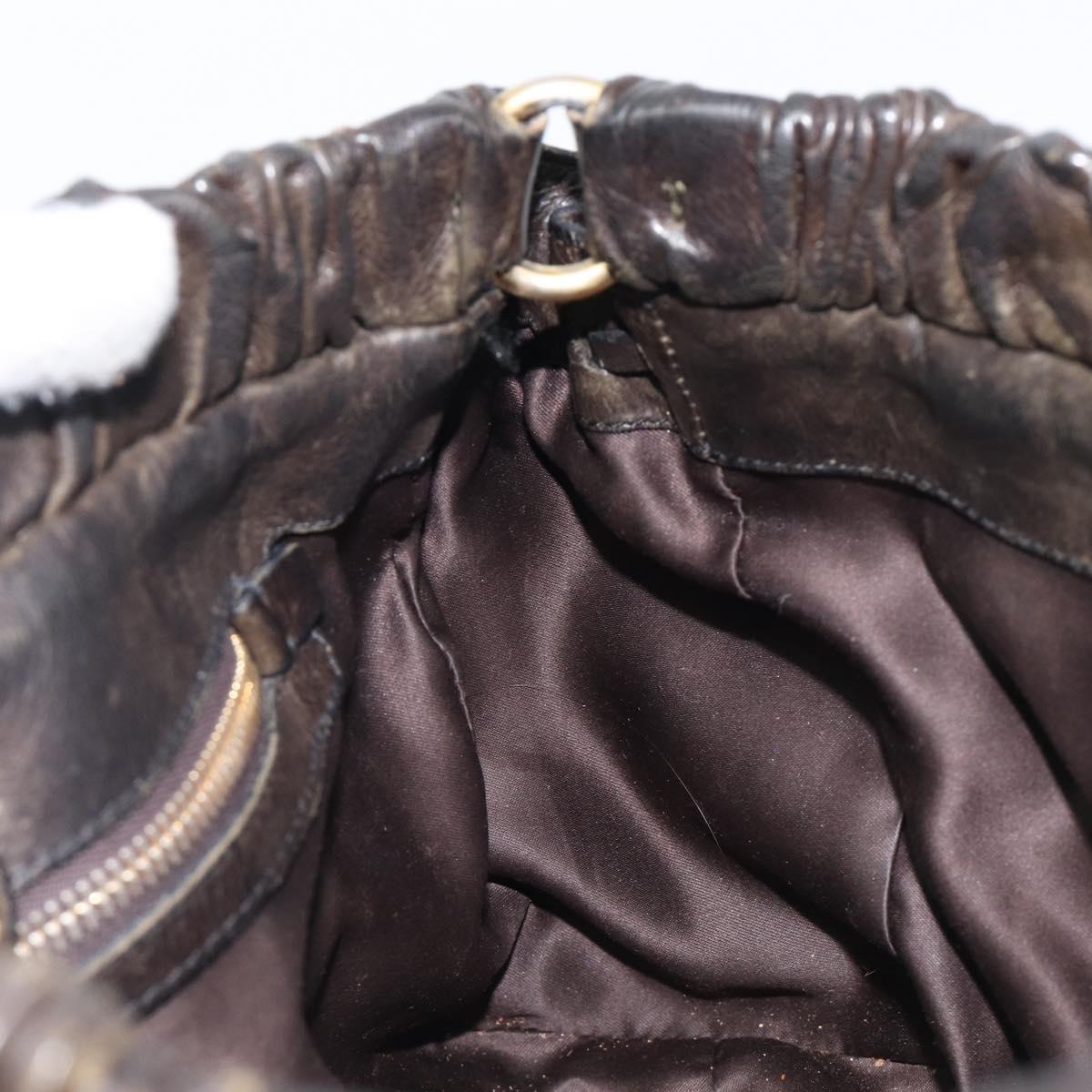 Miu Miu Hand Bag Vitellolux Black Gold Auth 206001A