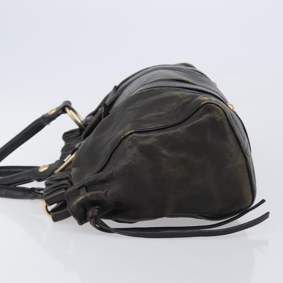 Miu Miu Hand Bag Vitellolux Black Gold Auth 206001A