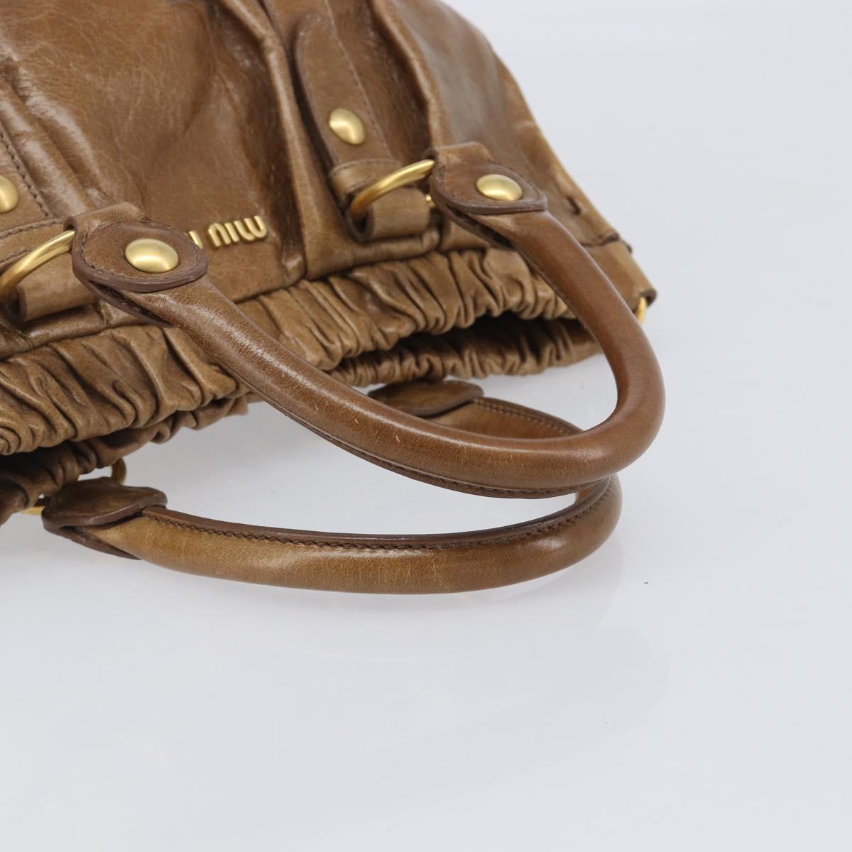Miu Miu Hand Bag Vitellolux Brown Gold Auth 206002V