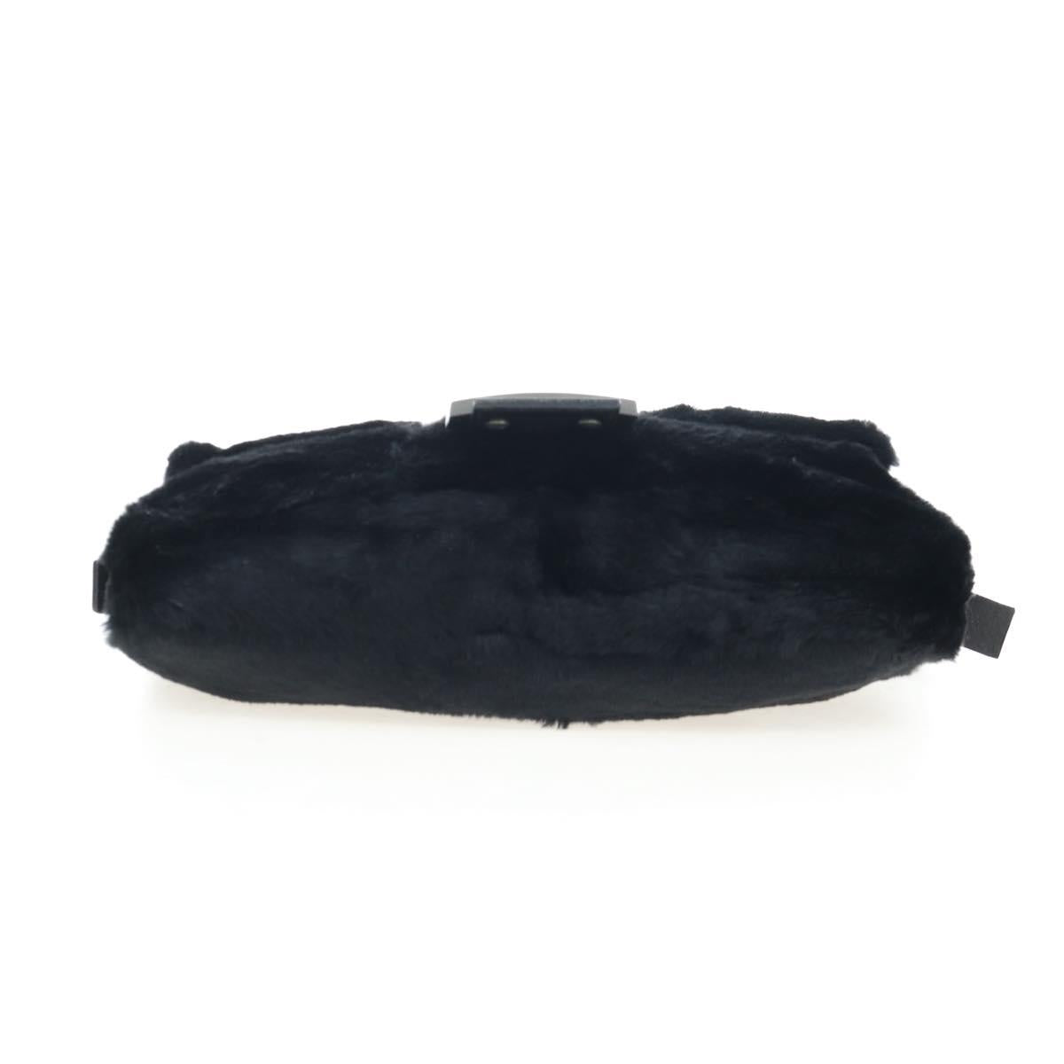 FENDI Mamma Baguette Shoulder Bag Fur Black Auth 206008SAM
