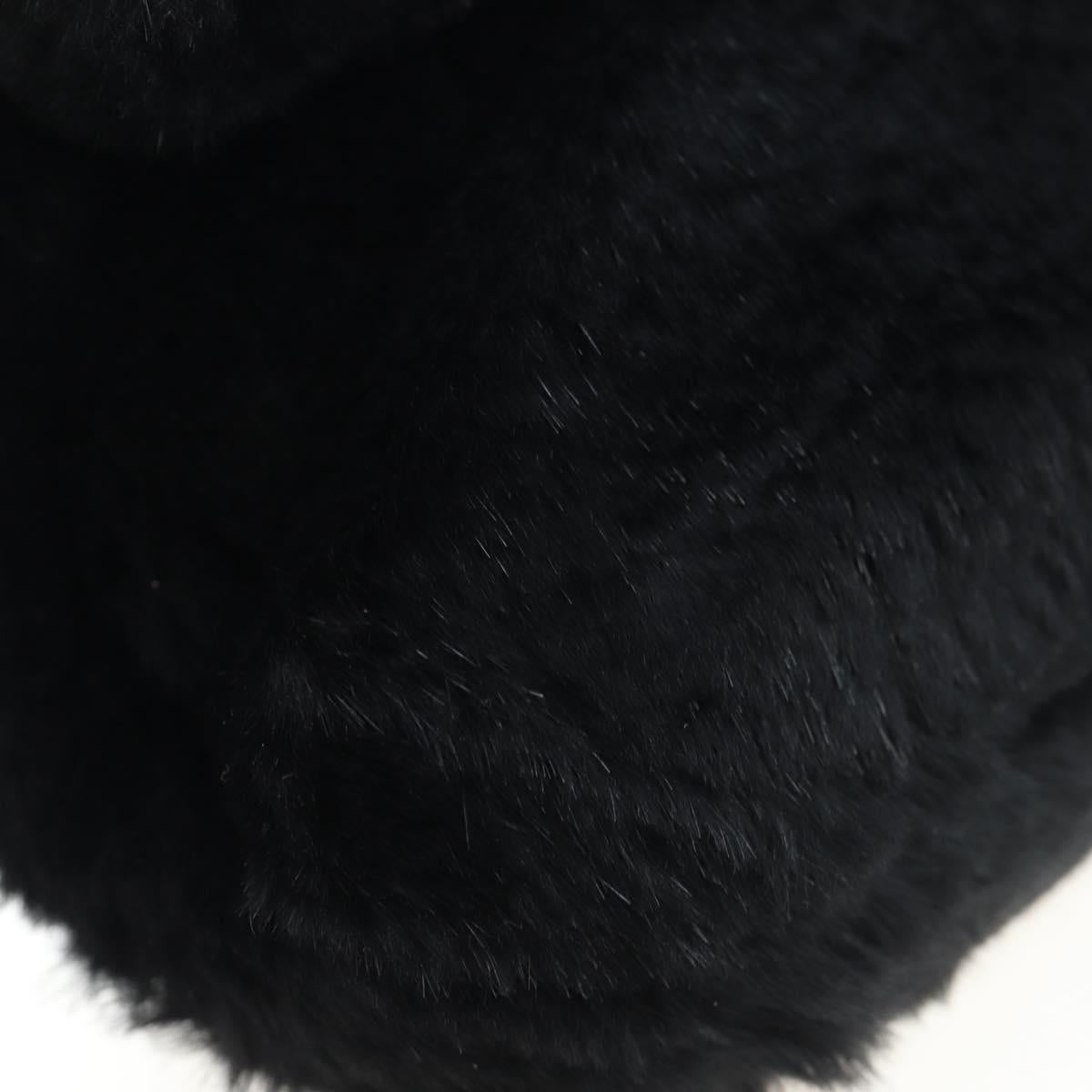 FENDI Mamma Baguette Shoulder Bag Fur Black Auth 206008SAM