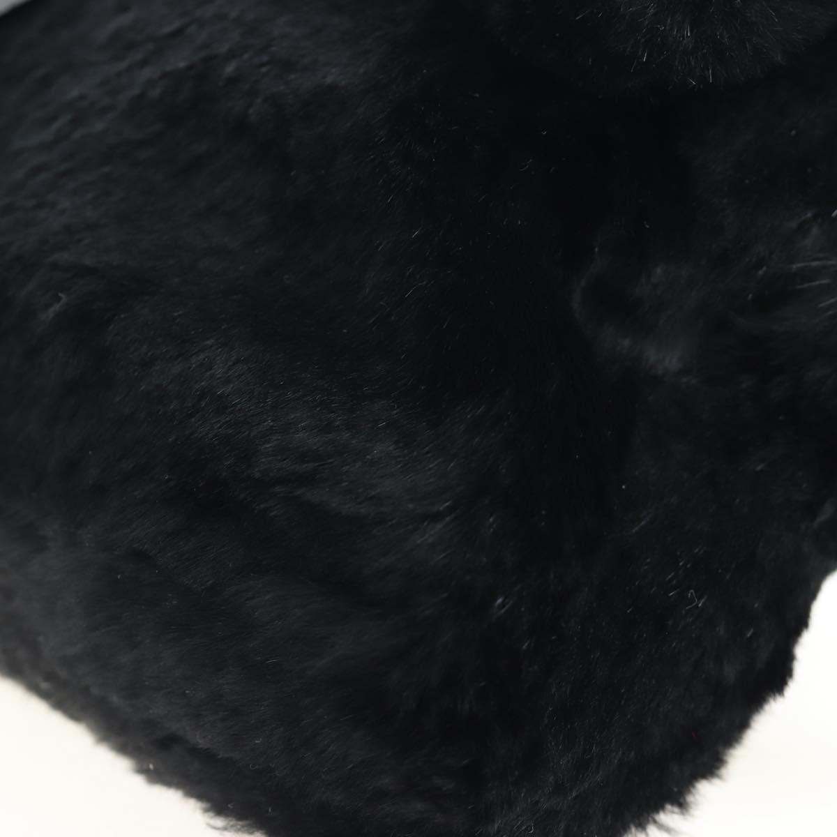 FENDI Mamma Baguette Shoulder Bag Fur Black Auth 206008SAM