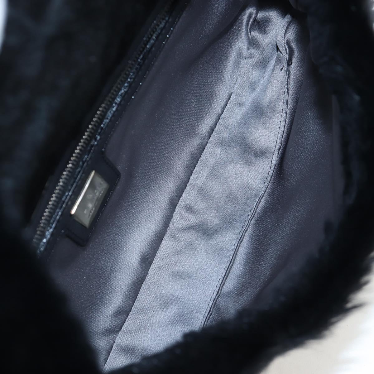 FENDI Mamma Baguette Shoulder Bag Fur Black Auth 206008SAM