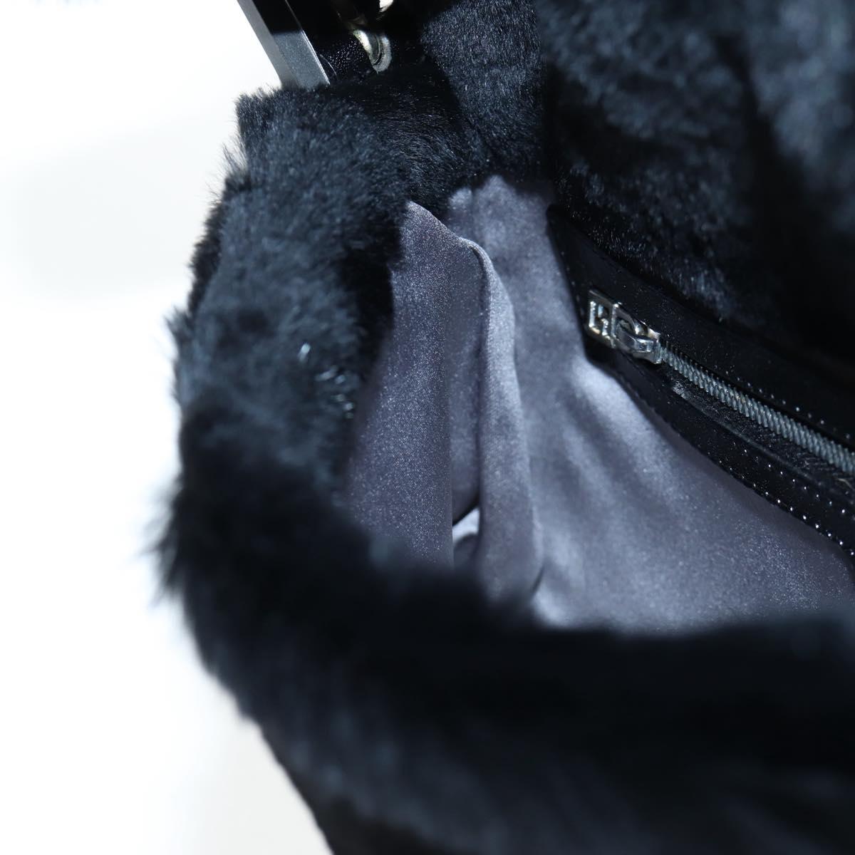 FENDI Mamma Baguette Shoulder Bag Fur Black Auth 206008SAM