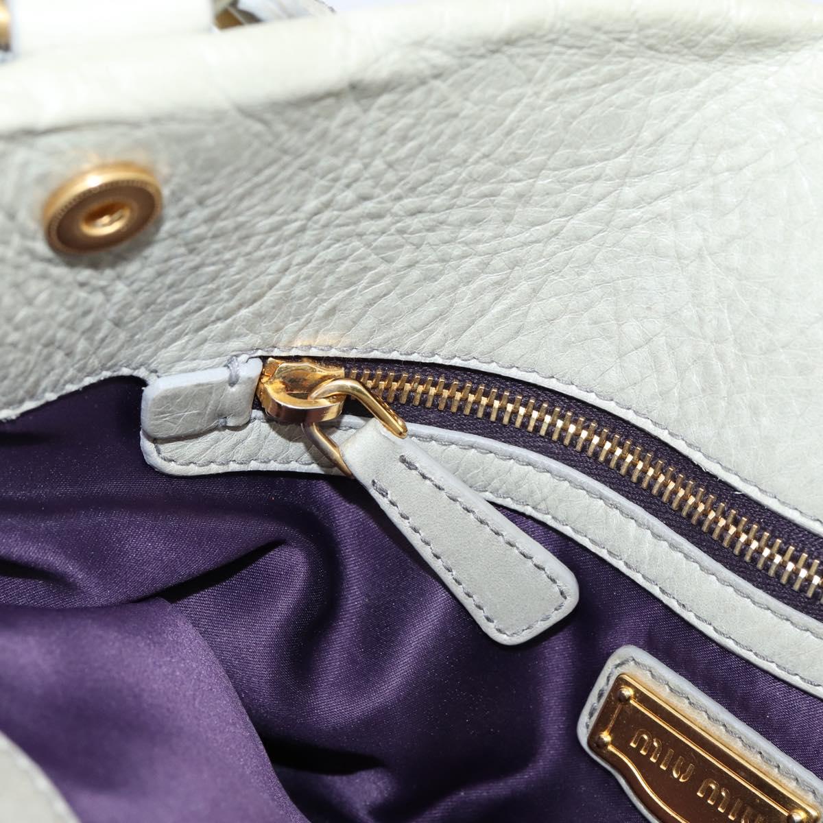 Miu Miu Tote Bag Vitellolux Gray Gold Auth 206009V