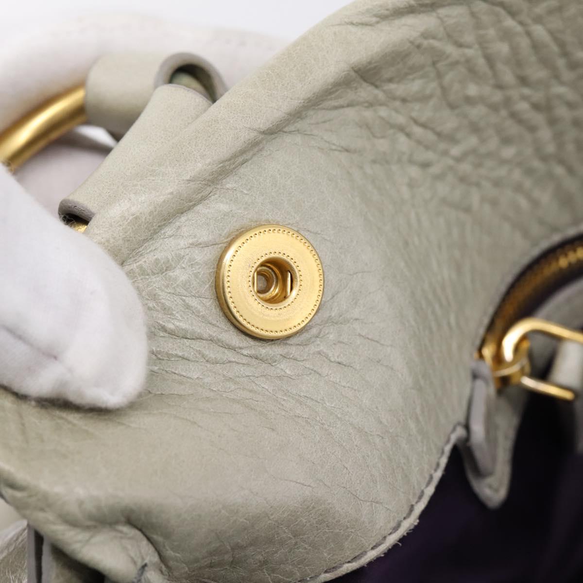 Miu Miu Tote Bag Vitellolux Gray Gold Auth 206009V