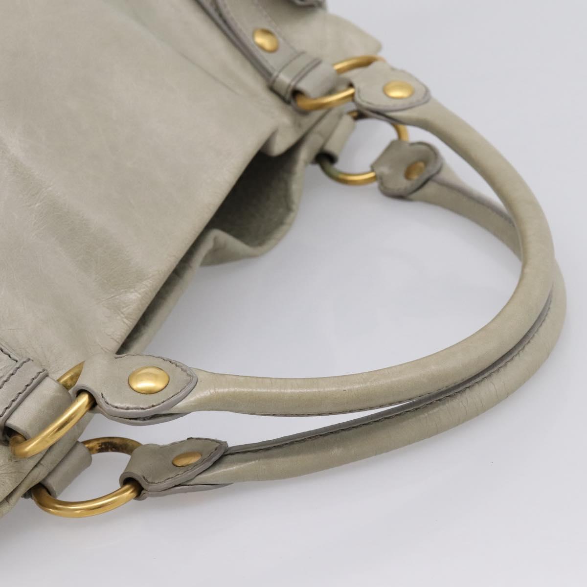 Miu Miu Tote Bag Vitellolux Gray Gold Auth 206009V