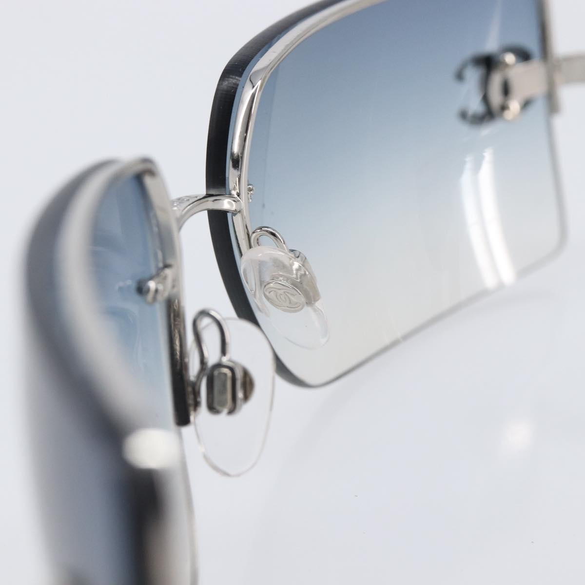 CHANEL COCO Mark Sunglasses Metal Silver CC Auth 206011M