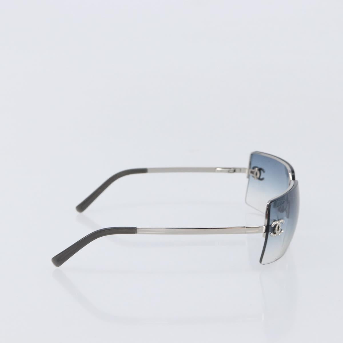CHANEL COCO Mark Sunglasses Metal Silver CC Auth 206011M
