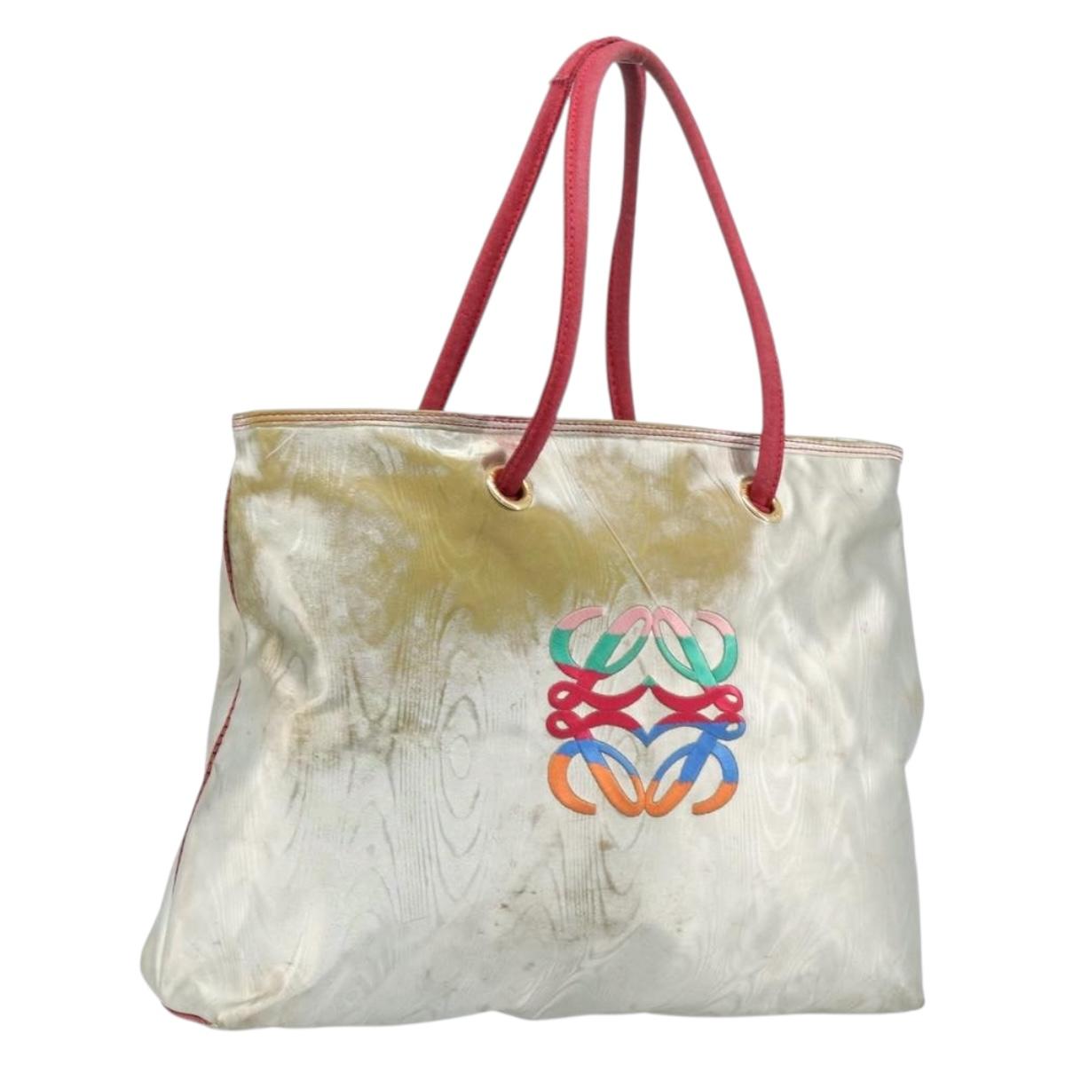 LOEWE Tote Bag Nylon Silver Gold Auth 206014