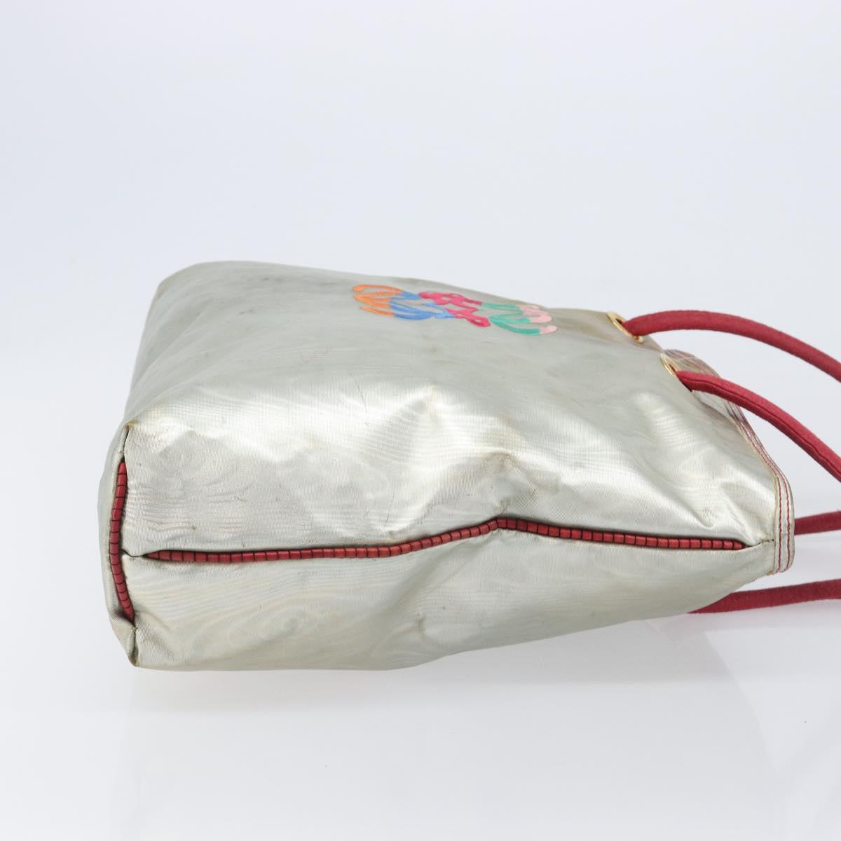 LOEWE Tote Bag Nylon Silver Gold Auth 206014