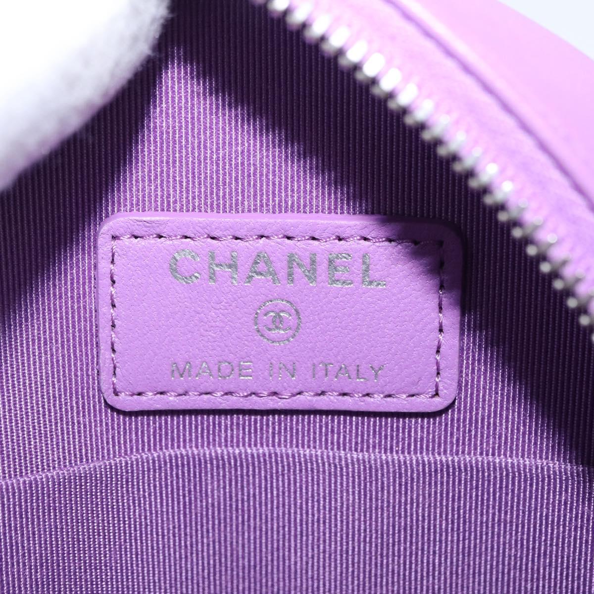 CHANEL Matelasse Chain Shoulder Bag Lamb Skin Purple Silver CC Auth 206022M
