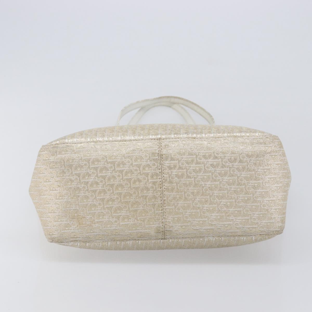 Christian Dior Trotter Canvas Tote Bag Gold Auth 206023A