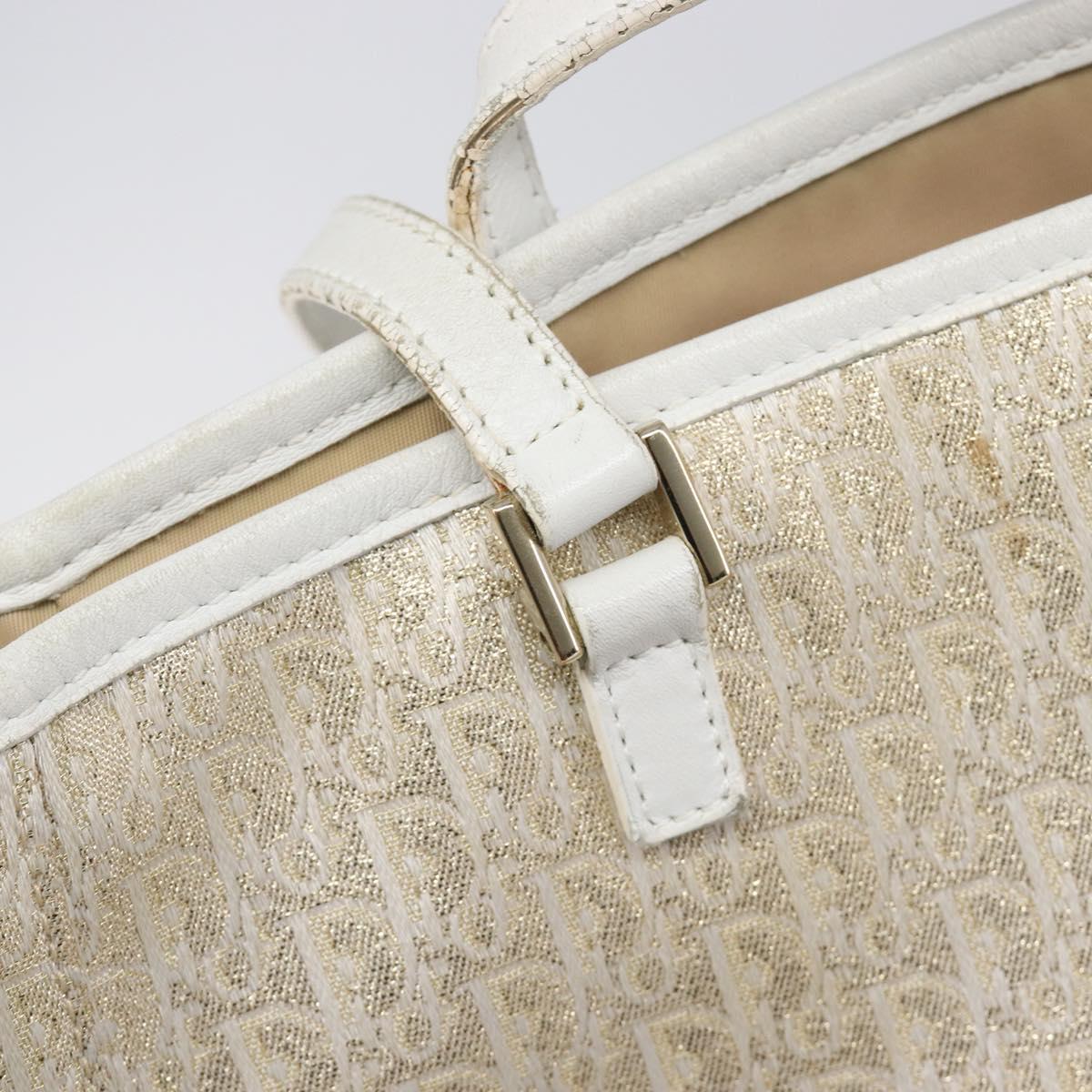 Christian Dior Trotter Canvas Tote Bag Gold Auth 206023A