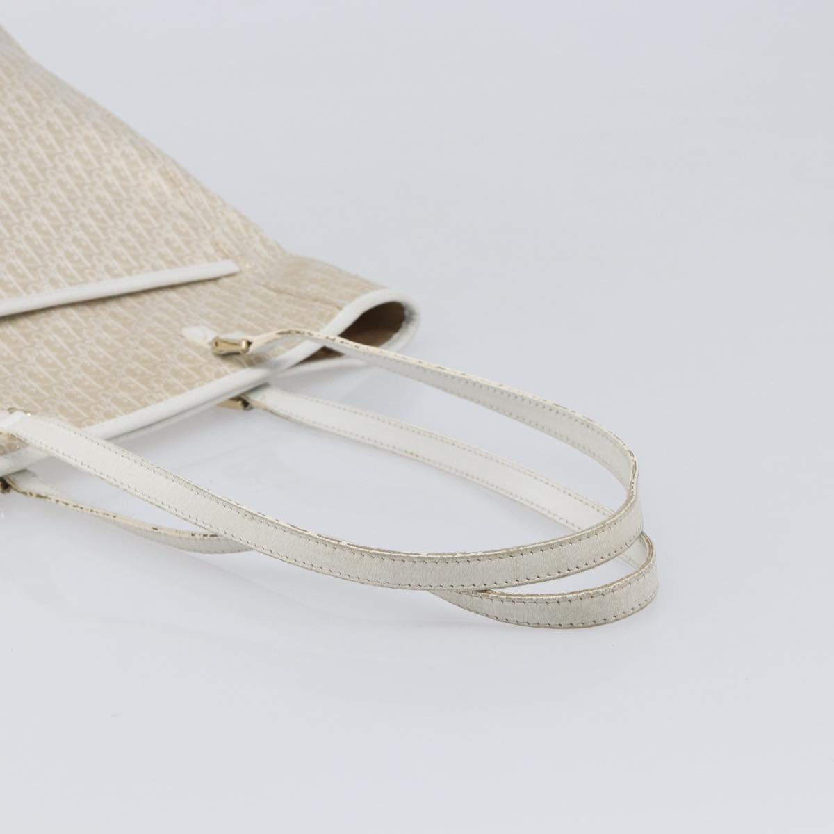 Christian Dior Trotter Canvas Tote Bag Gold Auth 206023A