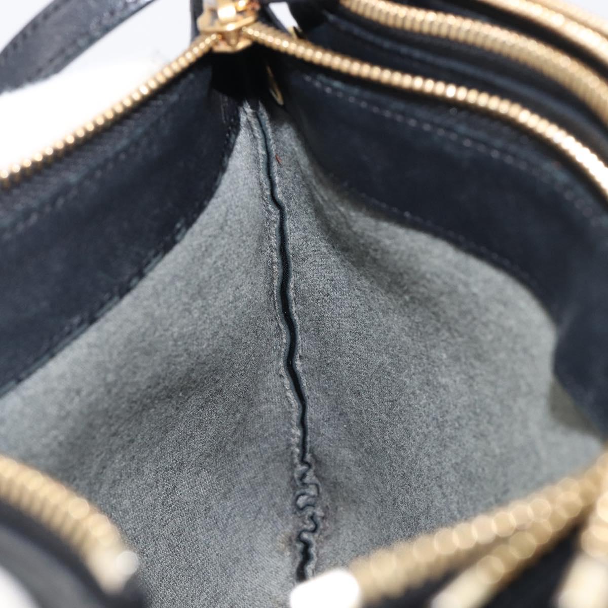 CELINE Trio Shoulder Bag Leather Black Gold Auth 206031