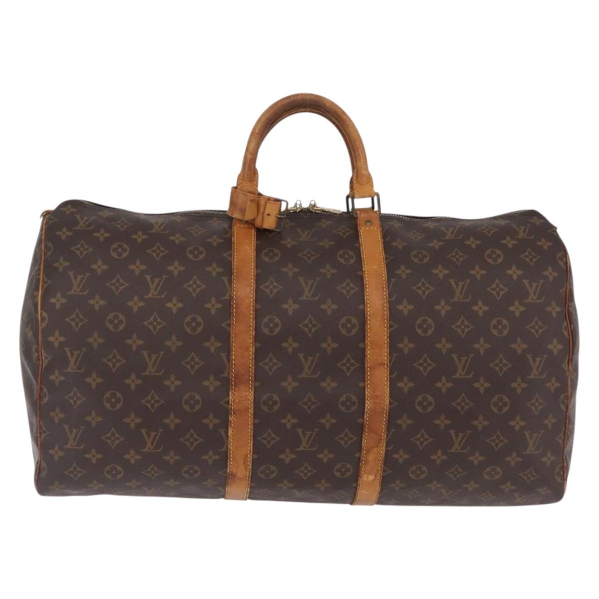 LOUIS VUITTON Monogram Keepall 55 Boston Bag M41424 LV Auth 206036