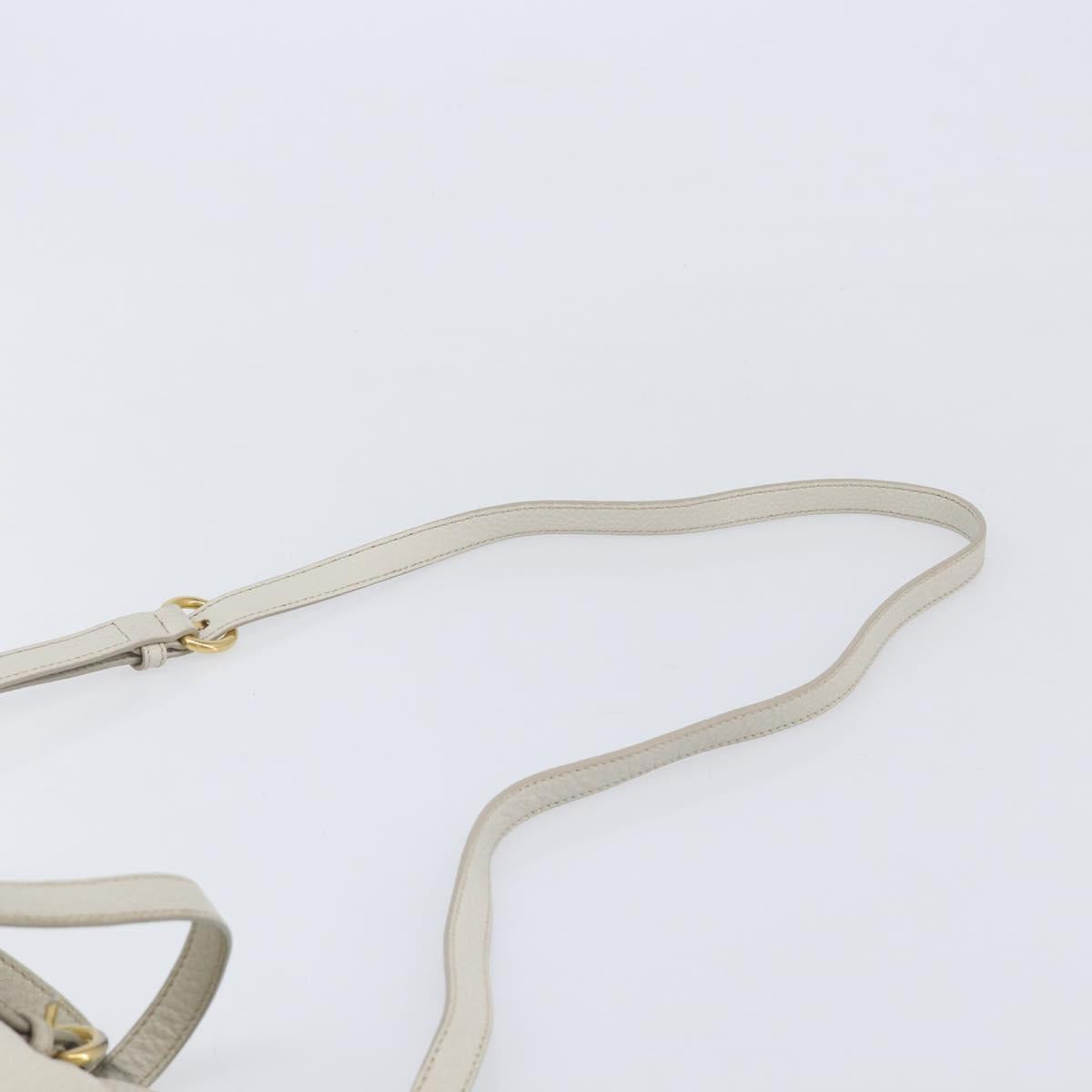 Miu Miu Tote Bag Leather 2way White Gold Auth 206037A